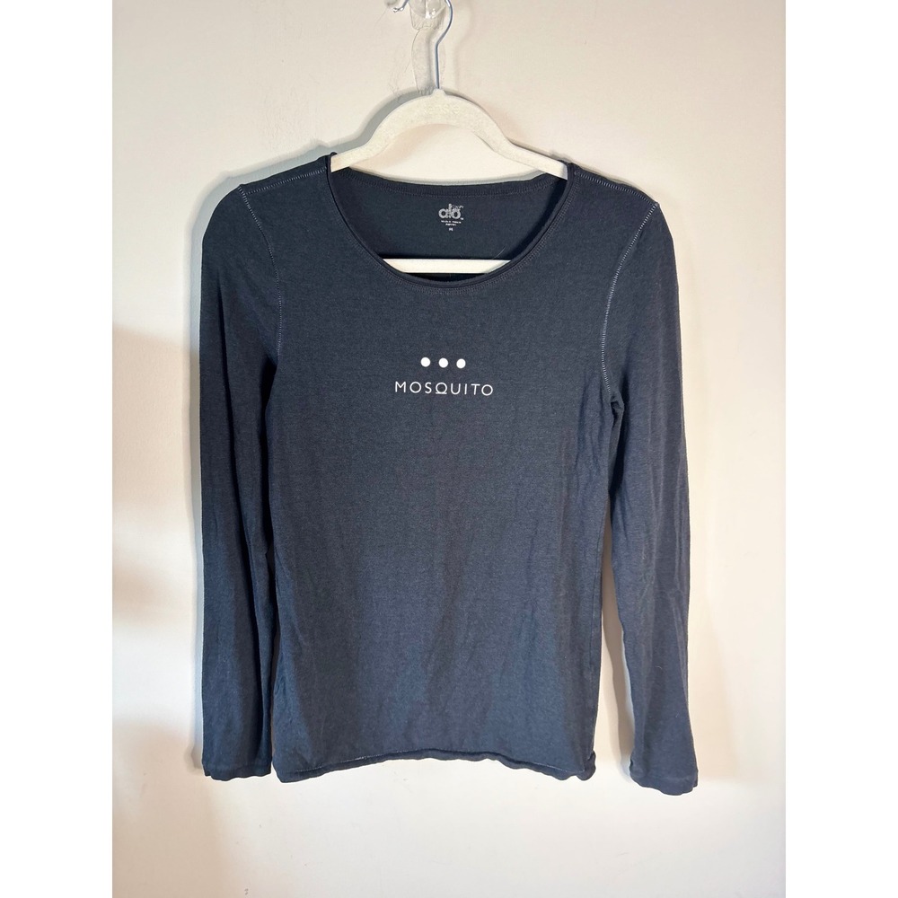 Alo Yoga Black Mosquito Graphic Long Sleeve Bamboo Blend Tee Shirt M